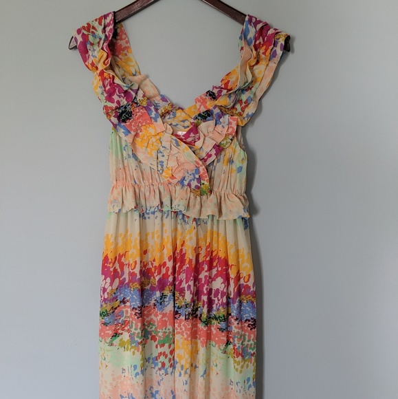 H&M Garden Collection Ruffle Rainbow Floral Maxi - Picture 2 of 4